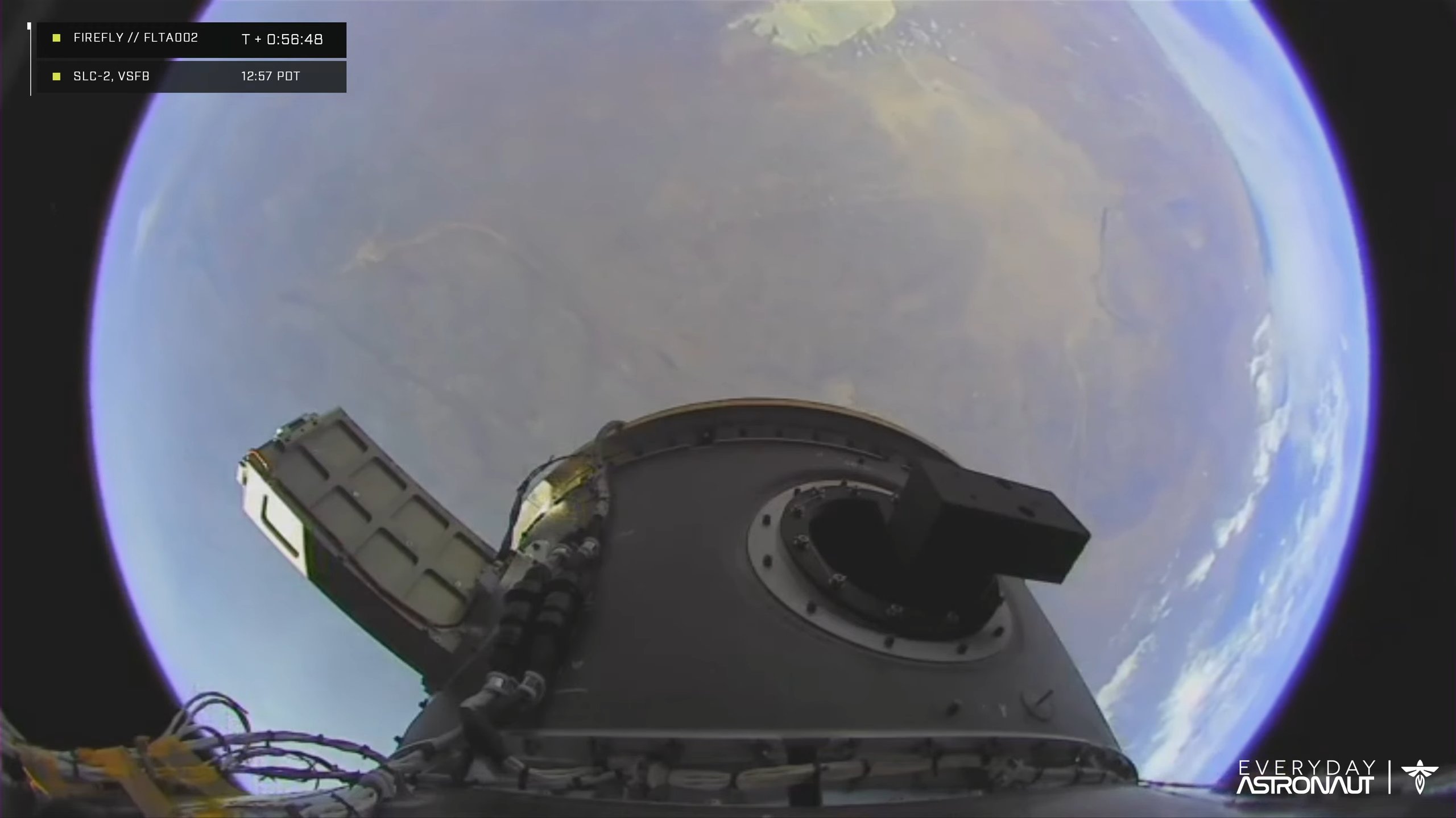 PICOBUS deployer in orbit — the eight-bay PocketQube dispenser on the Firefly Alpha upper stage